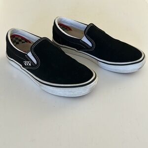 Vans Off the Wall Black White Suede Skate Classic Elastic‎ Sides Slip On Men 6